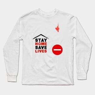 Stay Home Save Lives with KlubNocny logo Long Sleeve T-Shirt